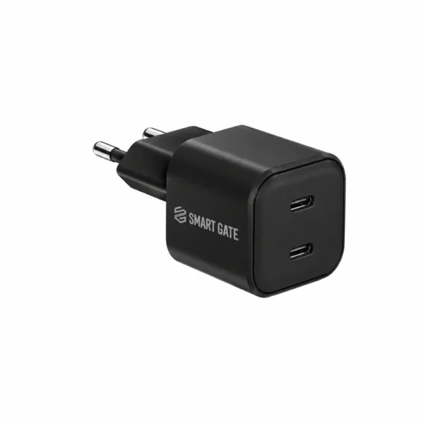 شاحن حائط Smart Gate SGCH-40CCGaNSEB Spark بقوة 40 واط، بمنفذي USB-C (يدعم تقنية PD)، لون أسود.