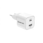شاحن حائط Smart Gate SGCH-40CCGaNSEW Spark بقوة 40 واط، بمنفذي USB-C (يدعم تقنية PD)، لون أبيض.
